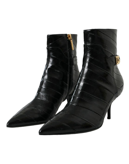 Botas cortas con logo de anguila en piel negra de Dolce &amp; Gabbana