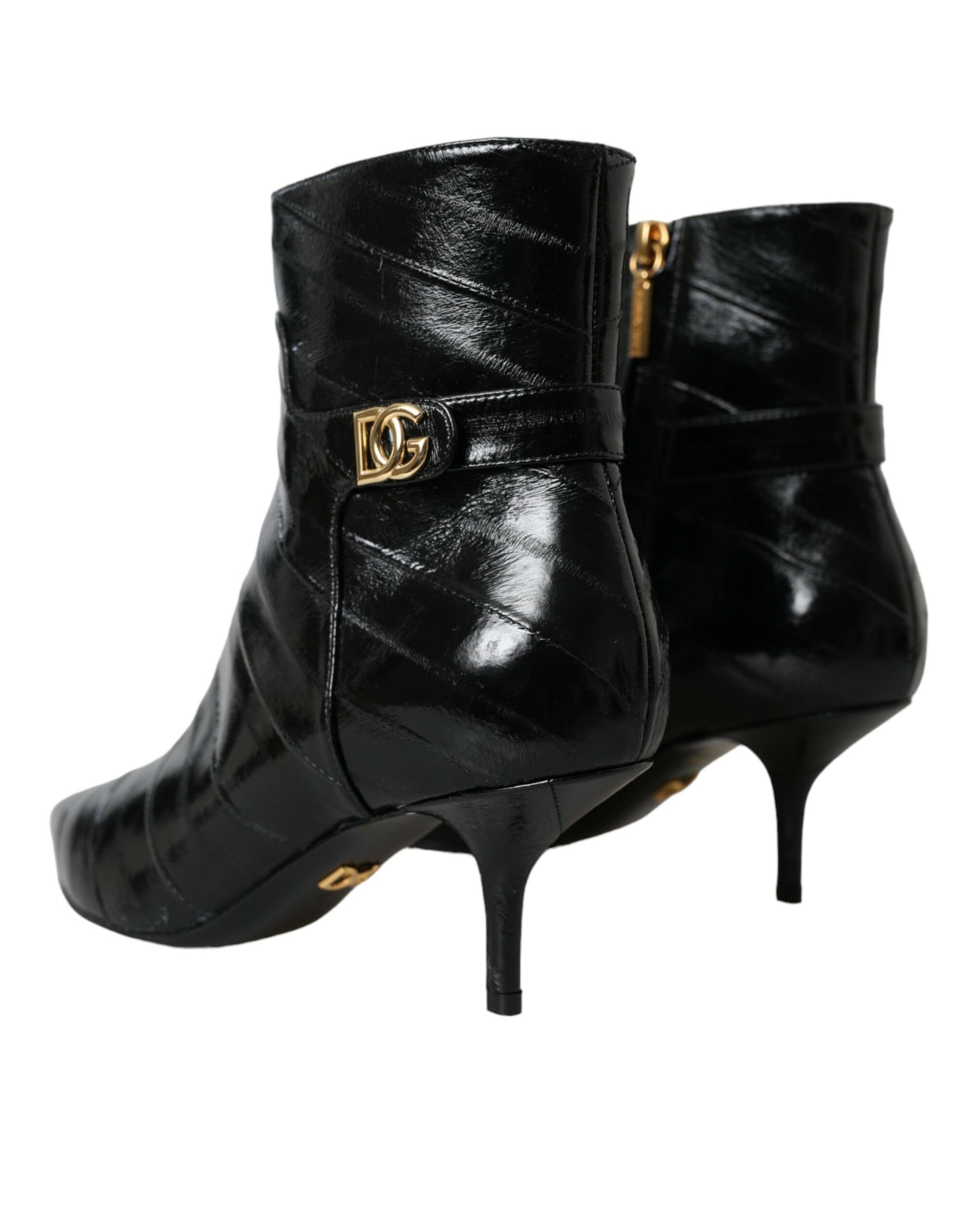 Botas cortas con logo de anguila en piel negra de Dolce &amp; Gabbana