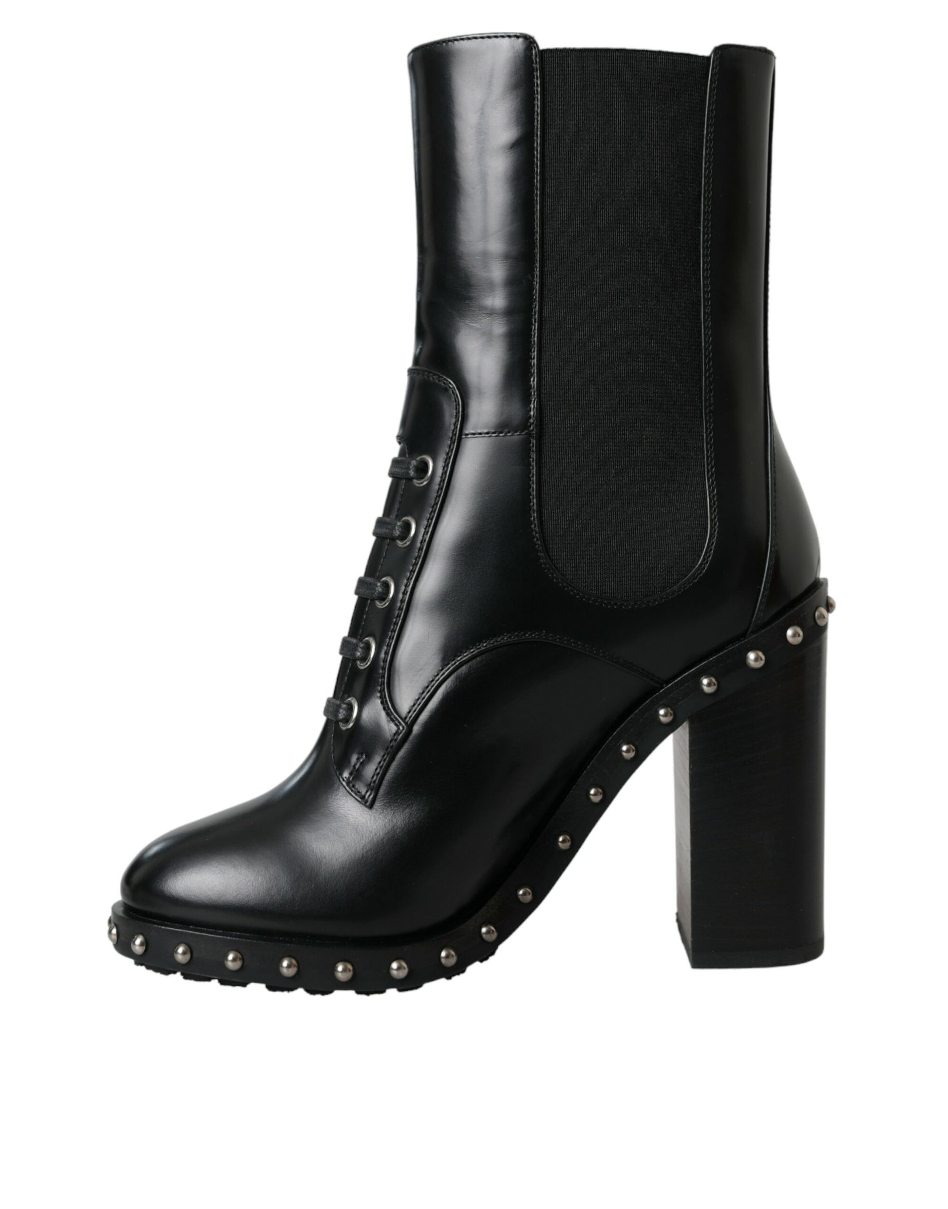 Botas con cordones y tachuelas de cuero negro de Dolce &amp; Gabbana