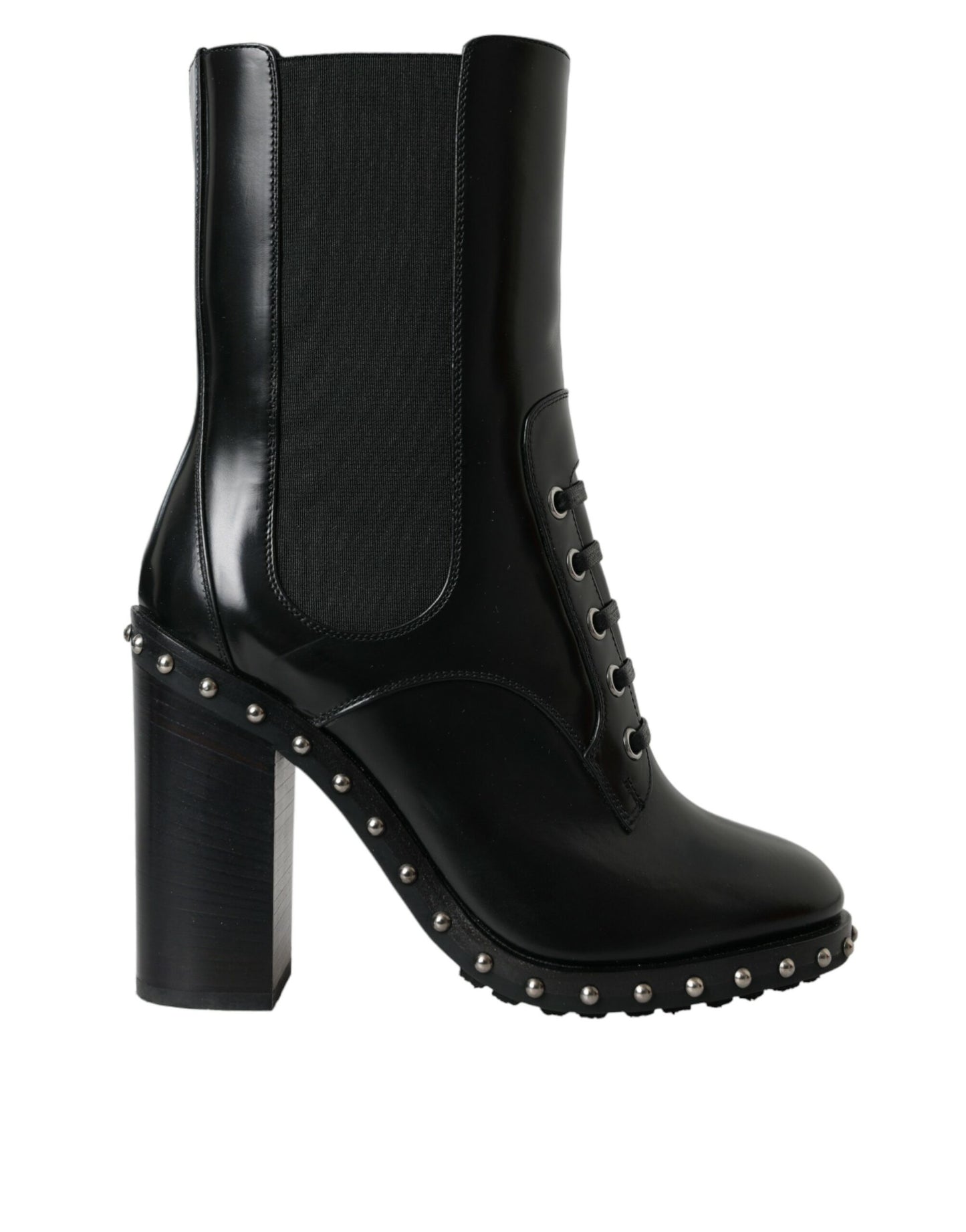 Botas con cordones y tachuelas de cuero negro de Dolce &amp; Gabbana