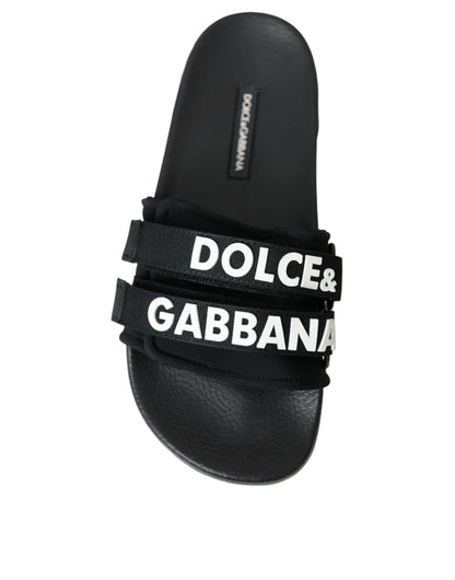 Sandalias planas de neopreno negras de Dolce &amp; Gabbana para la playa