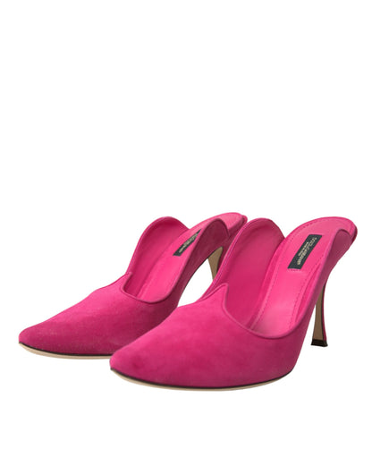 Sandalias y zapatos tipo mules de piel de ante fucsia de Dolce &amp; Gabbana