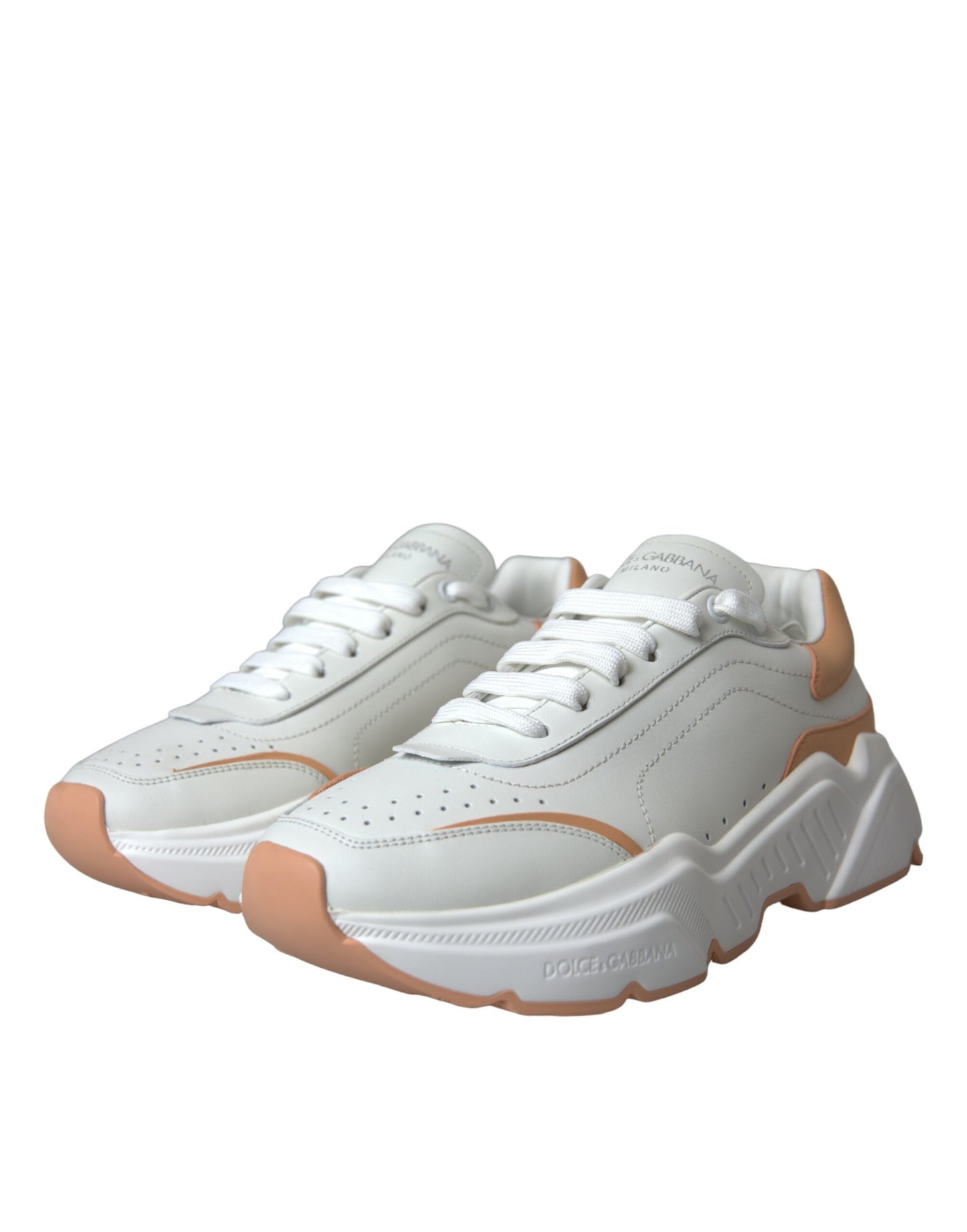 Zapatillas deportivas de piel Daymaster en color blanco melocotón de Dolce &amp; Gabbana