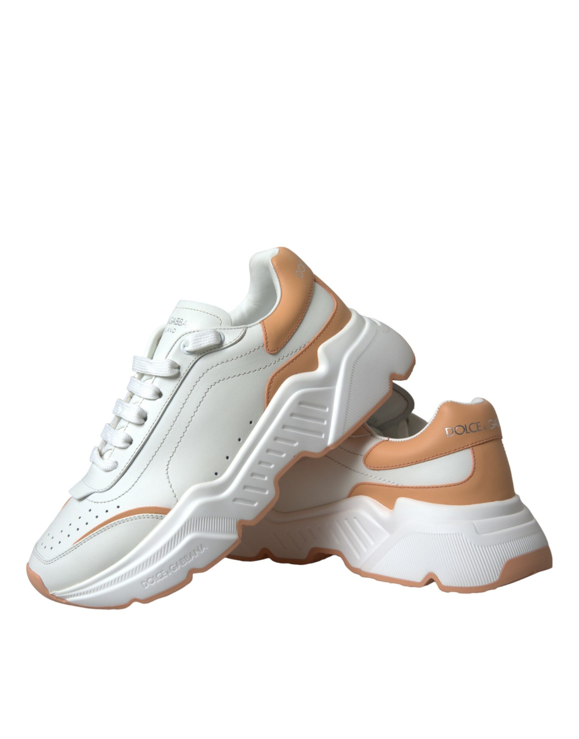 Zapatillas deportivas de piel Daymaster en color blanco melocotón de Dolce &amp; Gabbana
