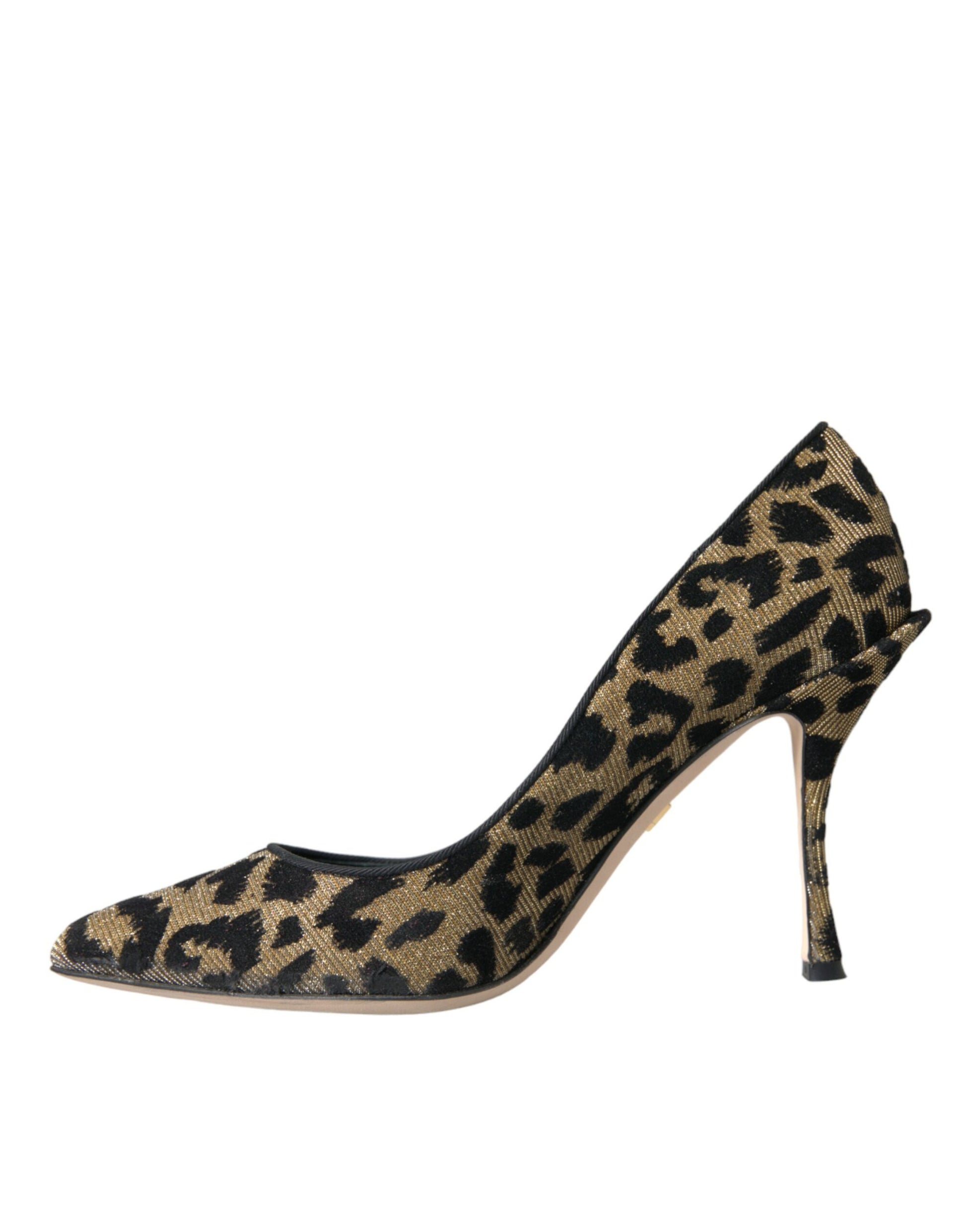 Zapatos de salón con tacón de lúrex y estampado de leopardo en dorado y negro de Dolce &amp; Gabbana