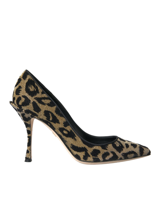 Zapatos de salón con tacón de lúrex y estampado de leopardo en dorado y negro de Dolce & Gabbana