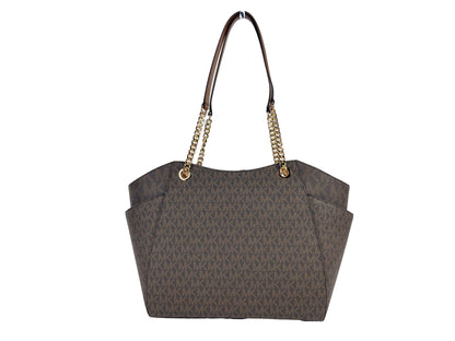 Bolso tote de hombro marrón con cadena grande Jet Set