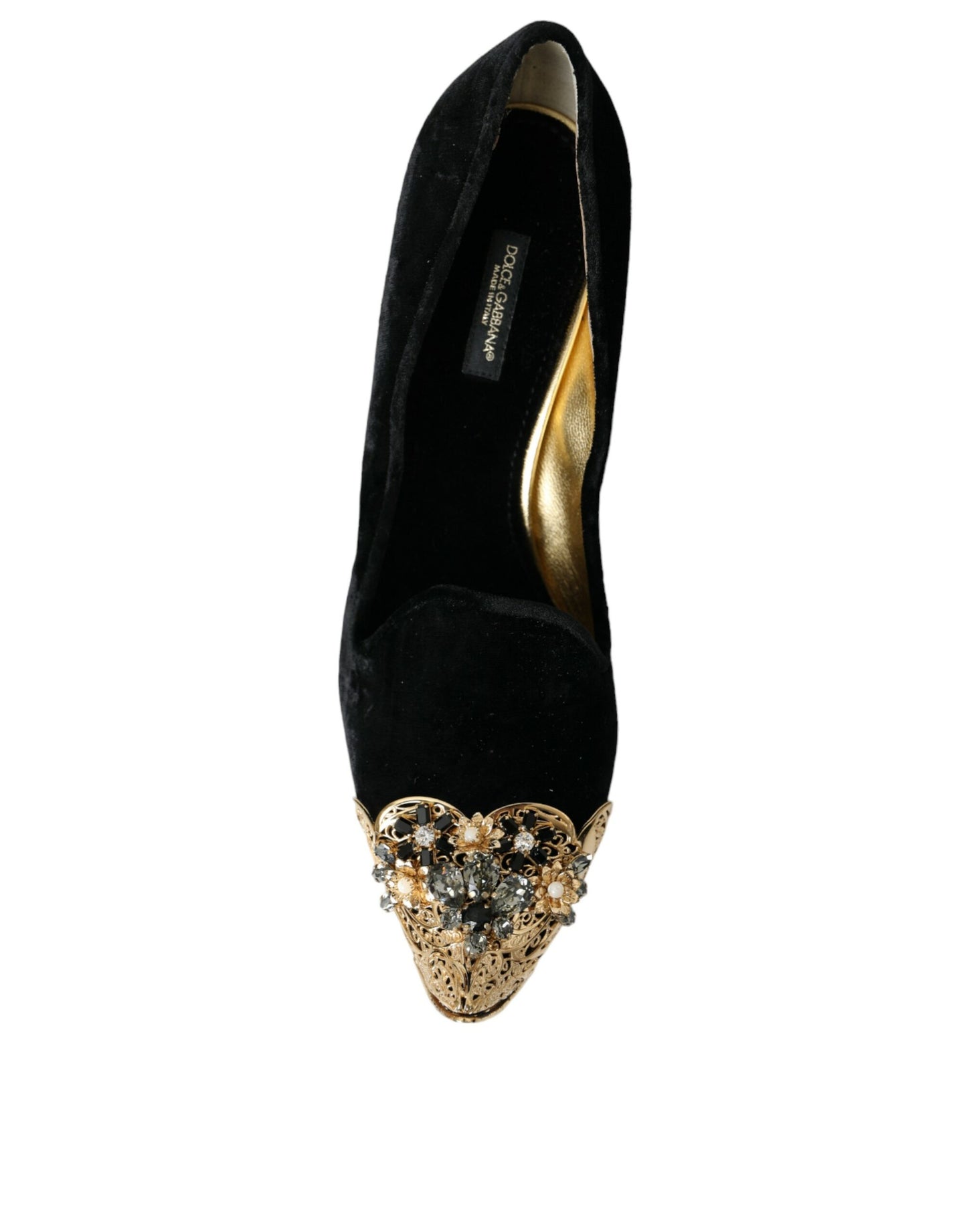 Zapatos de tacón con adornos de terciopelo negro de Dolce &amp; Gabbana