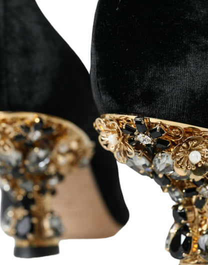 Zapatos de tacón con adornos de terciopelo negro de Dolce &amp; Gabbana