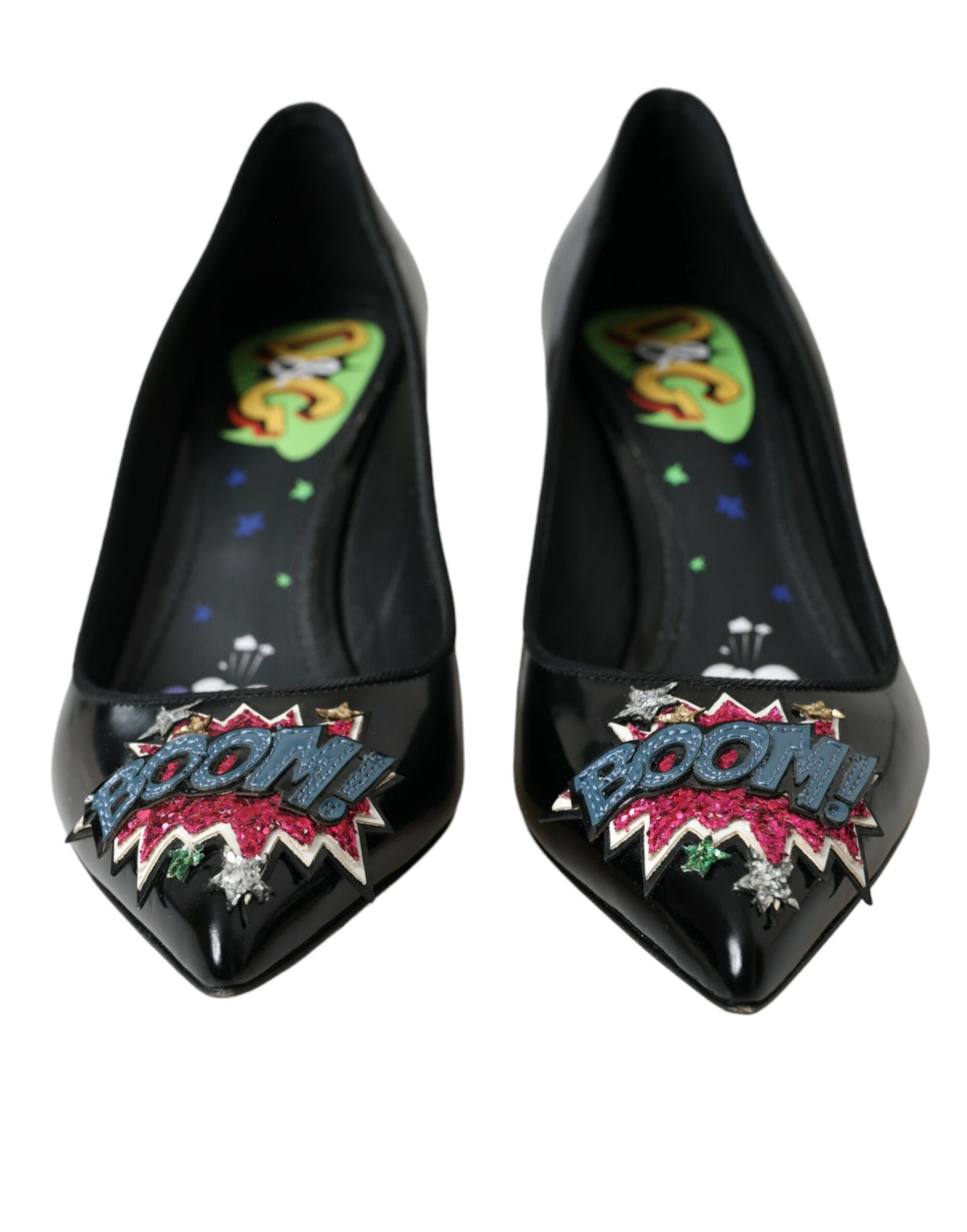 Zapatos de tacón con parche BOOM de cuero negro de Dolce &amp; Gabbana