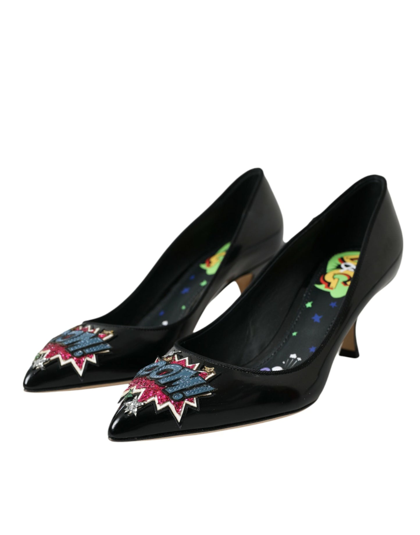 Zapatos de tacón con parche BOOM de cuero negro de Dolce &amp; Gabbana