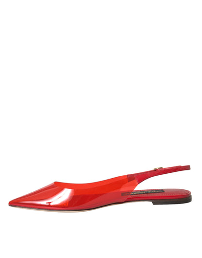 Sandalias planas transparentes con tiras en el talón en PVC rojo de Dolce &amp; Gabbana