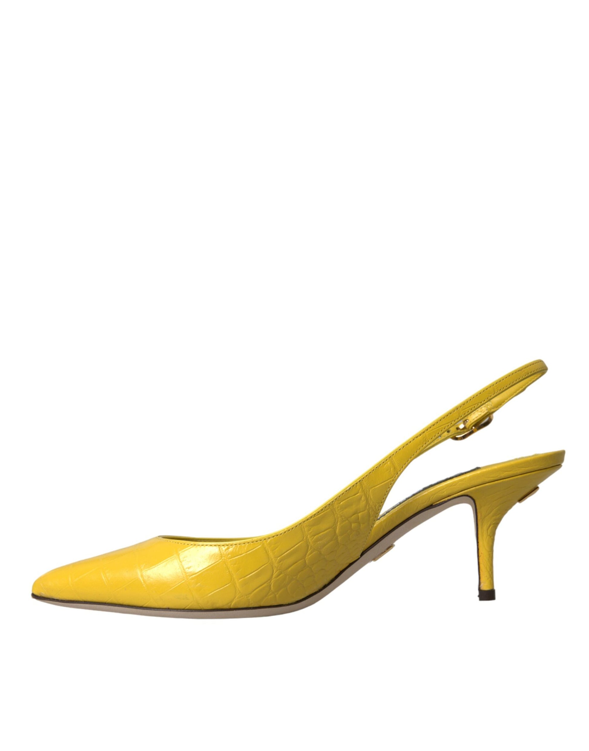 Zapatos de tacón con tiras cruzadas de cuero amarillo de Dolce &amp; Gabbana