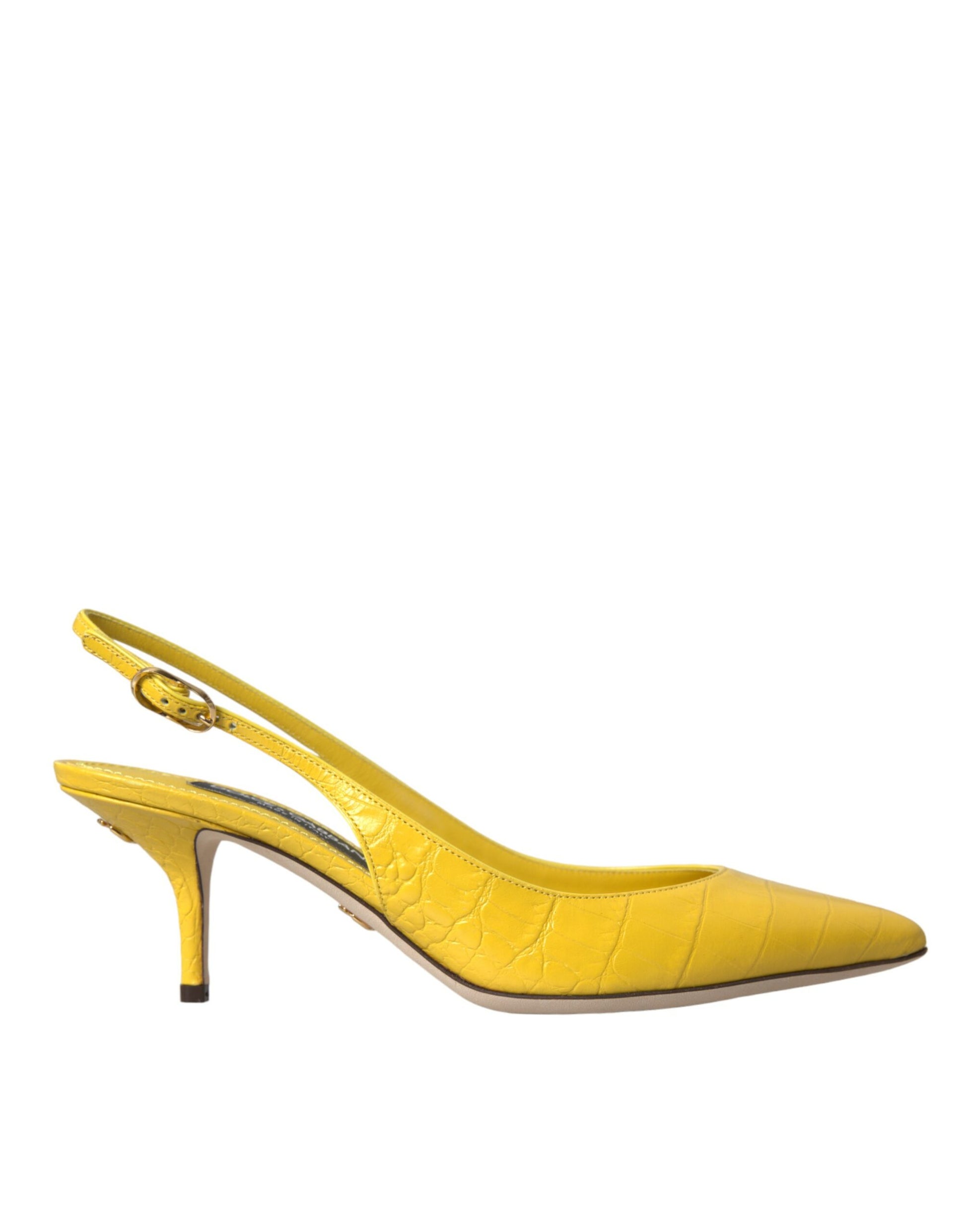 Zapatos de tacón con tiras cruzadas de cuero amarillo de Dolce &amp; Gabbana