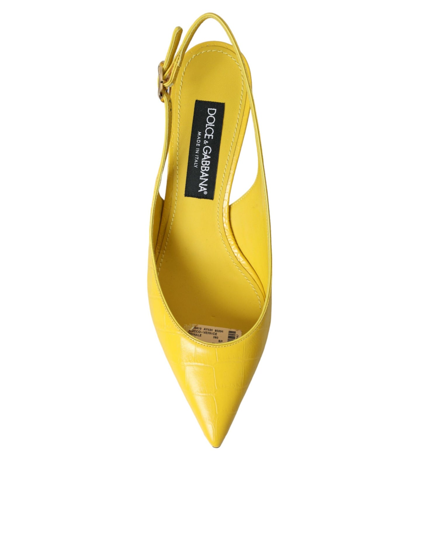 Zapatos de tacón con tiras cruzadas de cuero amarillo de Dolce &amp; Gabbana