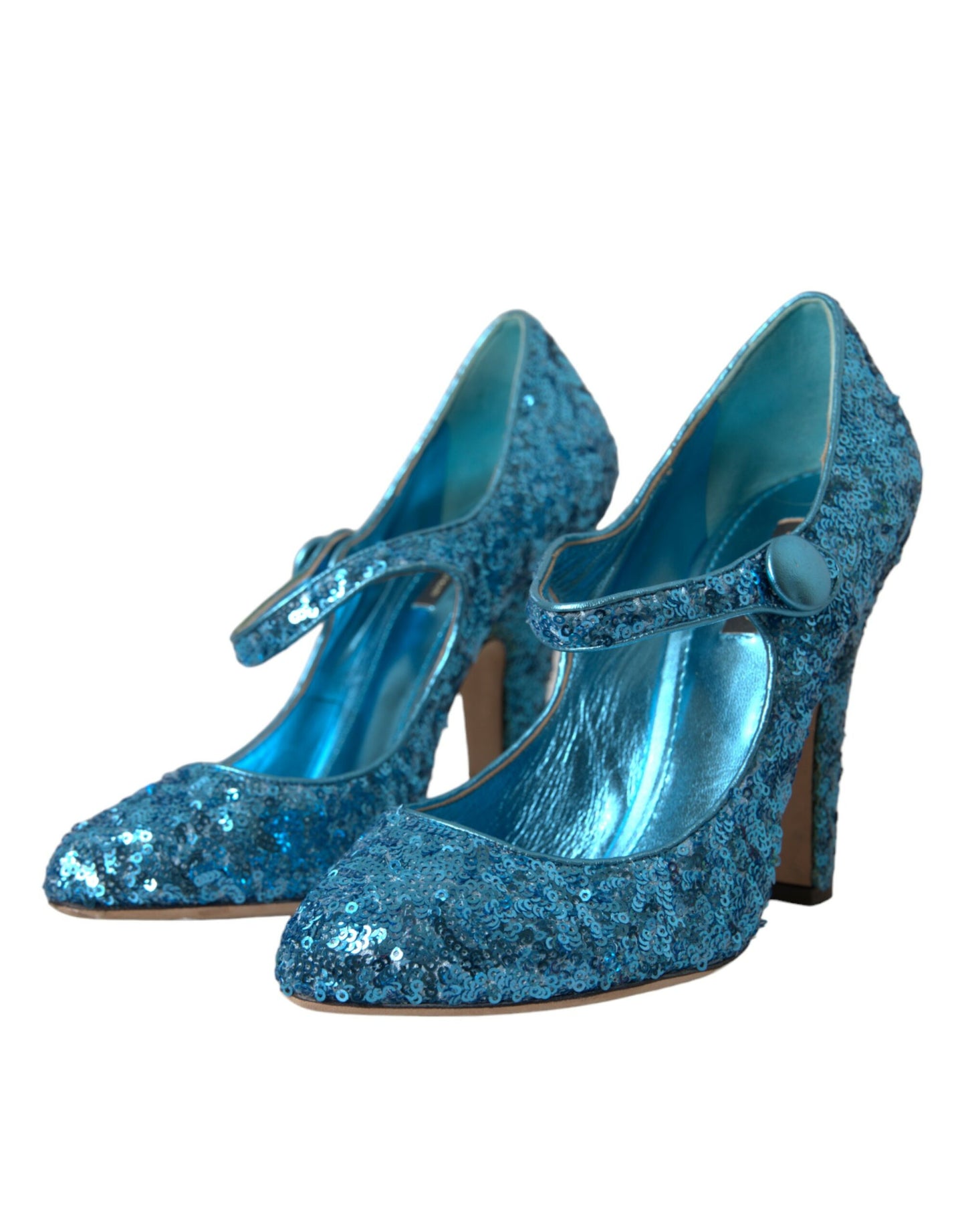 Zapatos de tacón alto Mary Jane con lentejuelas azules de Dolce &amp; Gabbana