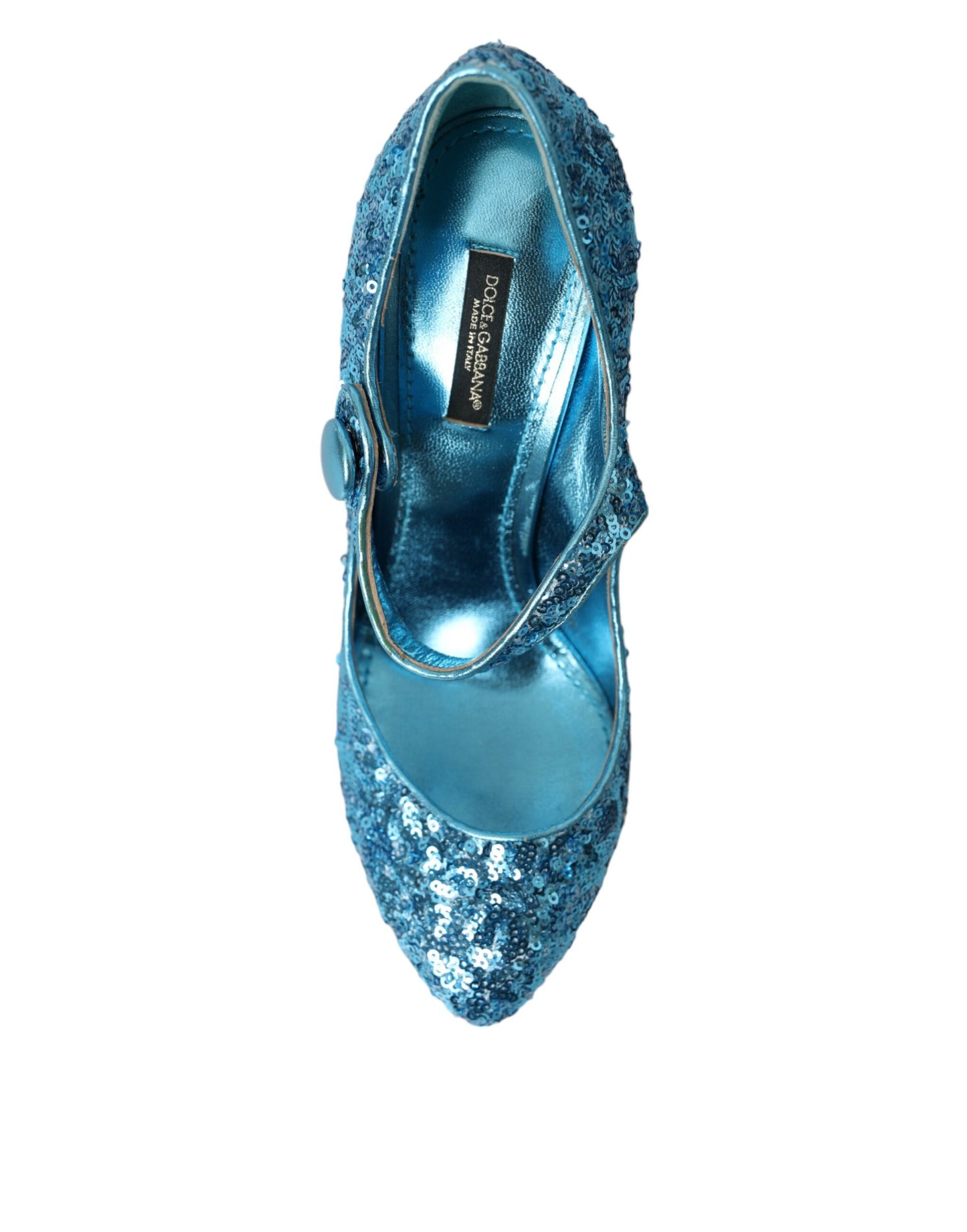 Zapatos de tacón alto Mary Jane con lentejuelas azules de Dolce &amp; Gabbana