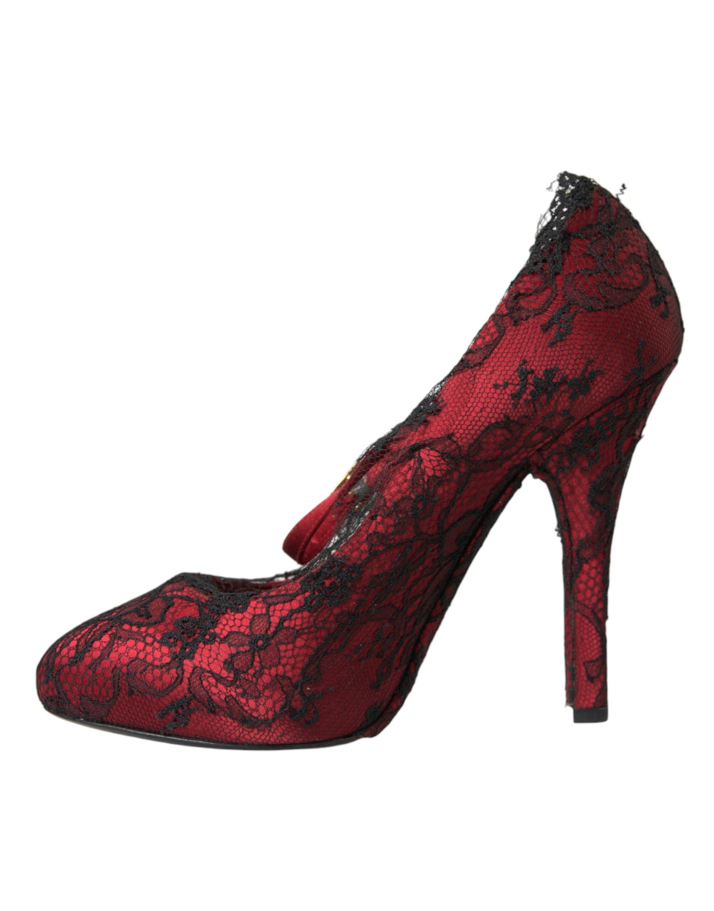 Zapatos Mary Jane con encaje floral en rojo y negro de Dolce &amp; Gabbana