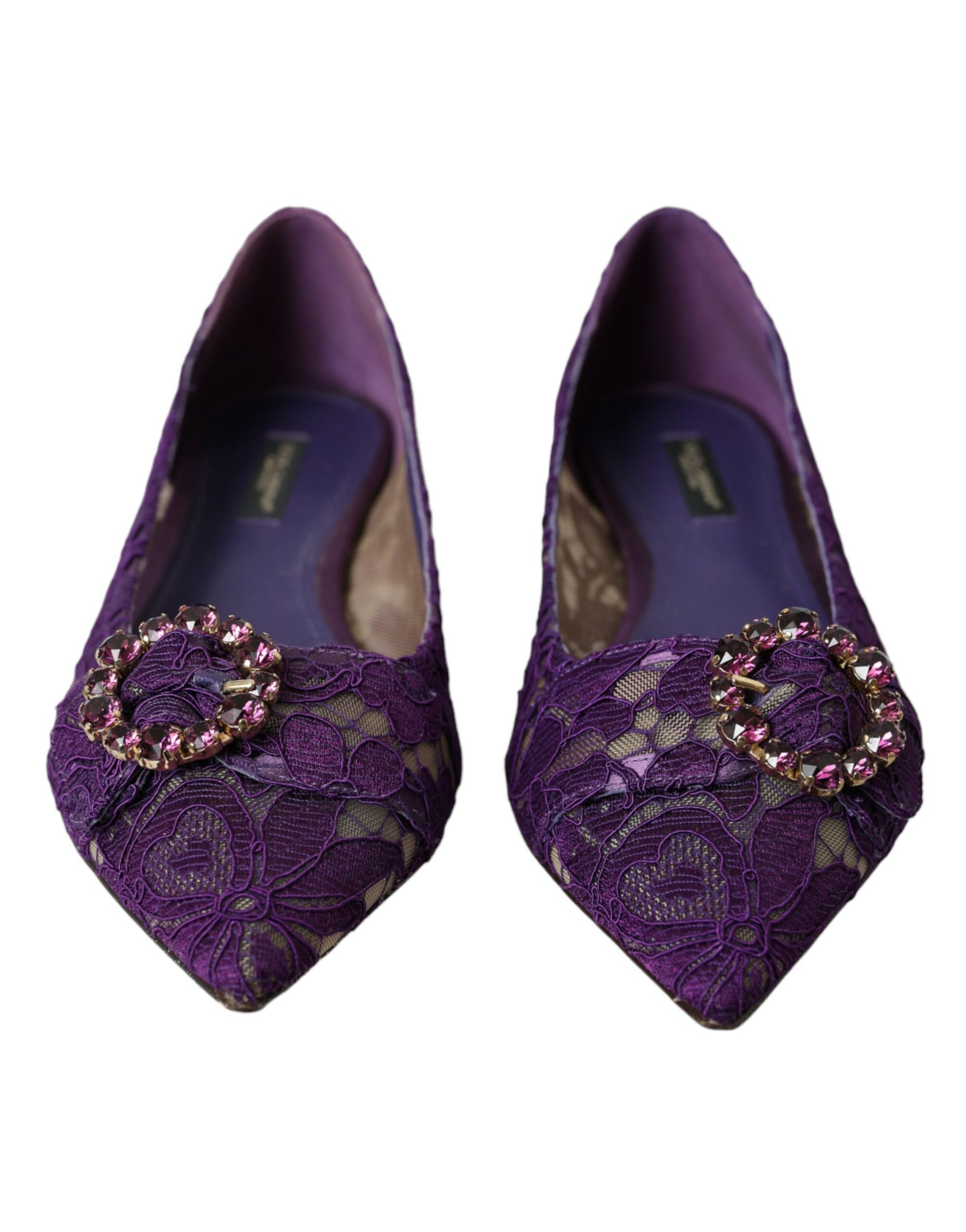Mocasines con encaje de cristales y diseño morado Taormina de Dolce &amp; Gabbana
