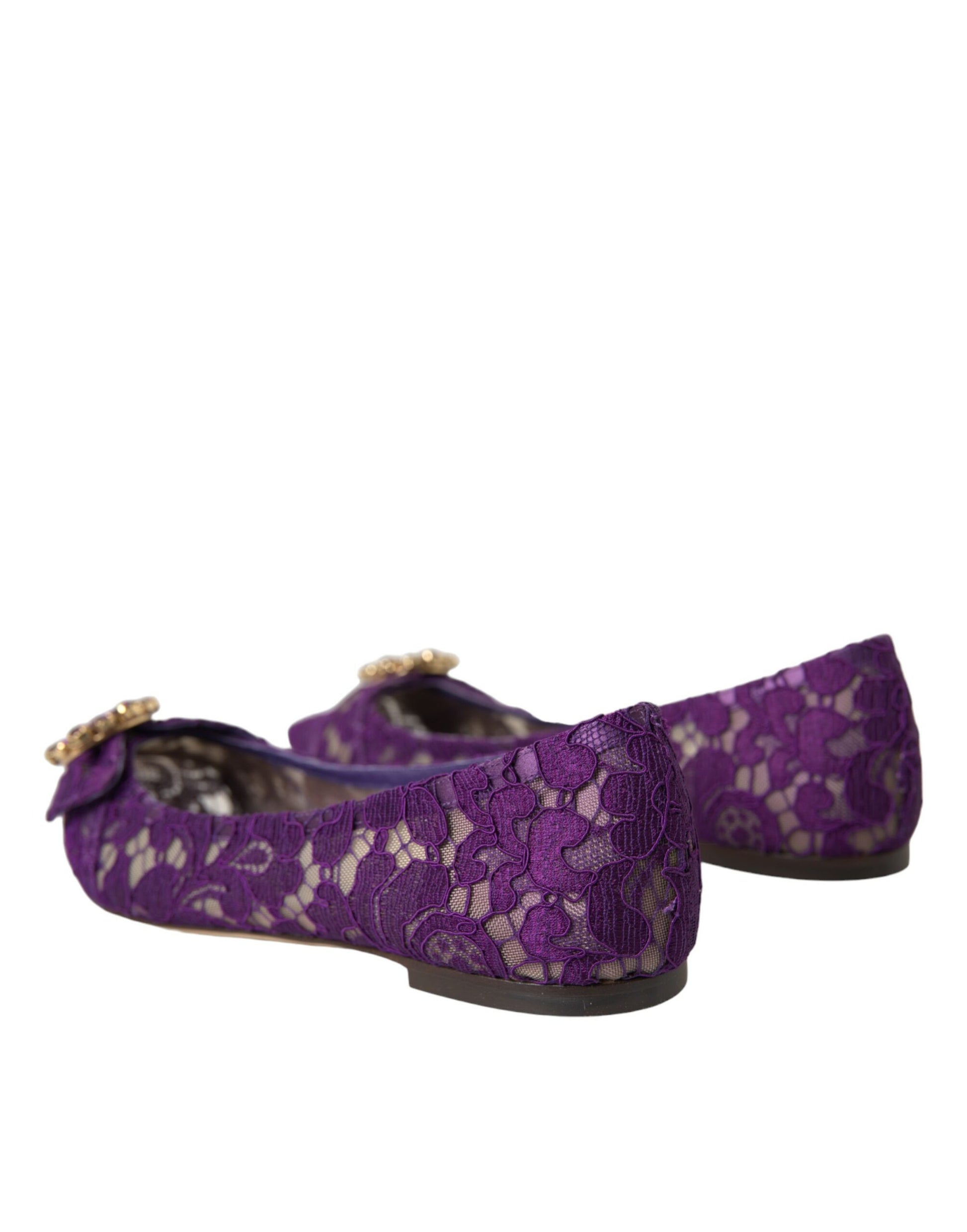 Mocasines con encaje de cristales y diseño morado Taormina de Dolce &amp; Gabbana