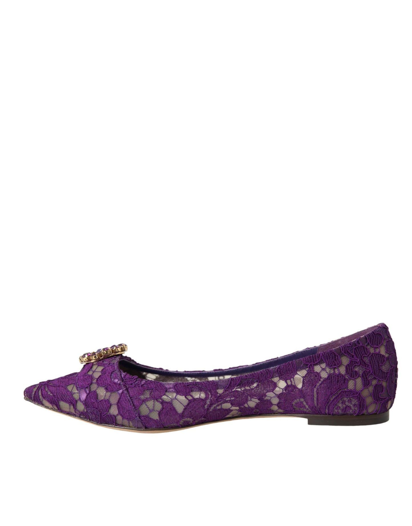 Mocasines con encaje de cristales y diseño morado Taormina de Dolce &amp; Gabbana