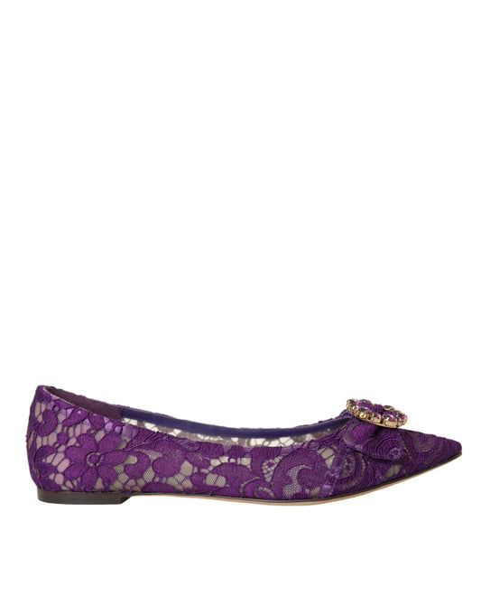 Mocasines con encaje de cristales y diseño morado Taormina de Dolce &amp; Gabbana