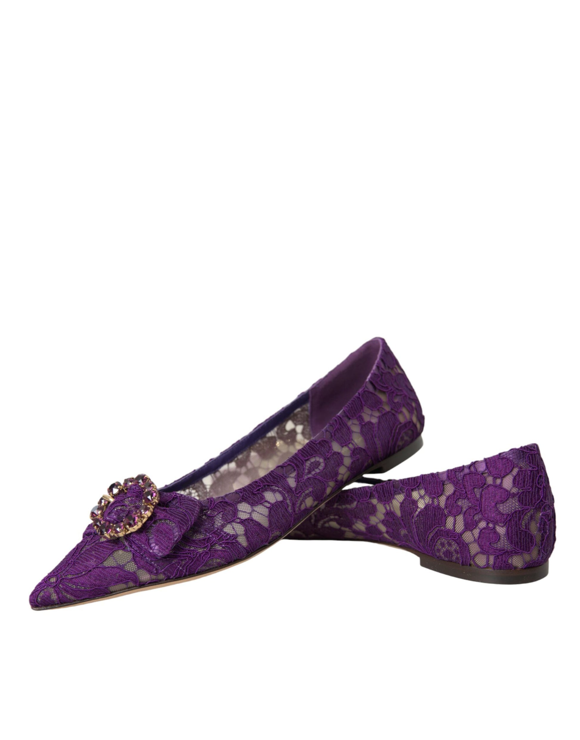 Mocasines con encaje de cristales y diseño morado Taormina de Dolce &amp; Gabbana