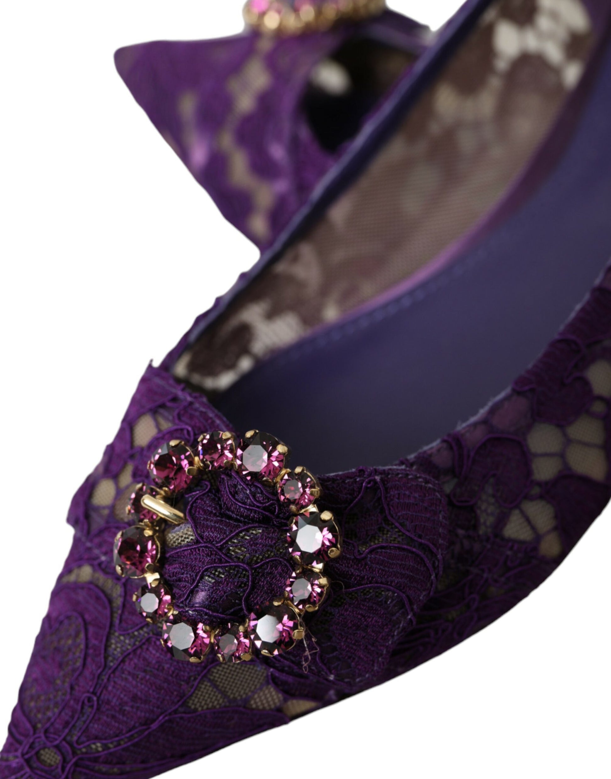 Mocasines con encaje de cristales y diseño morado Taormina de Dolce &amp; Gabbana