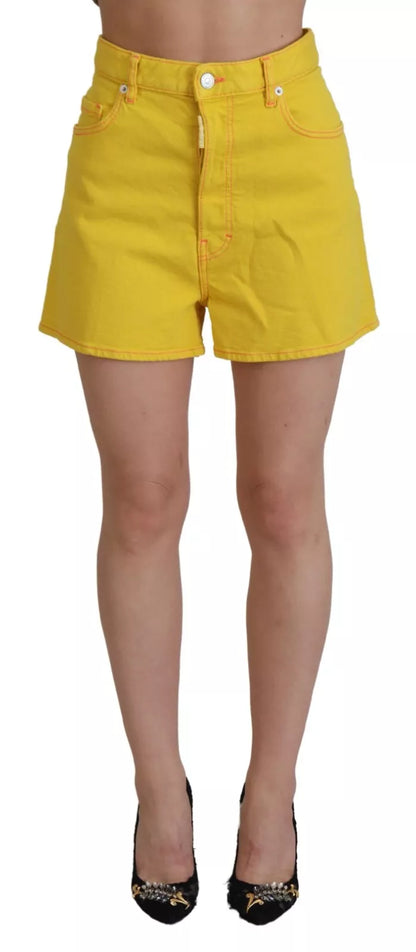 Pantalones cortos holgados de cintura alta de algodón amarillo para mujer de Dsquared²