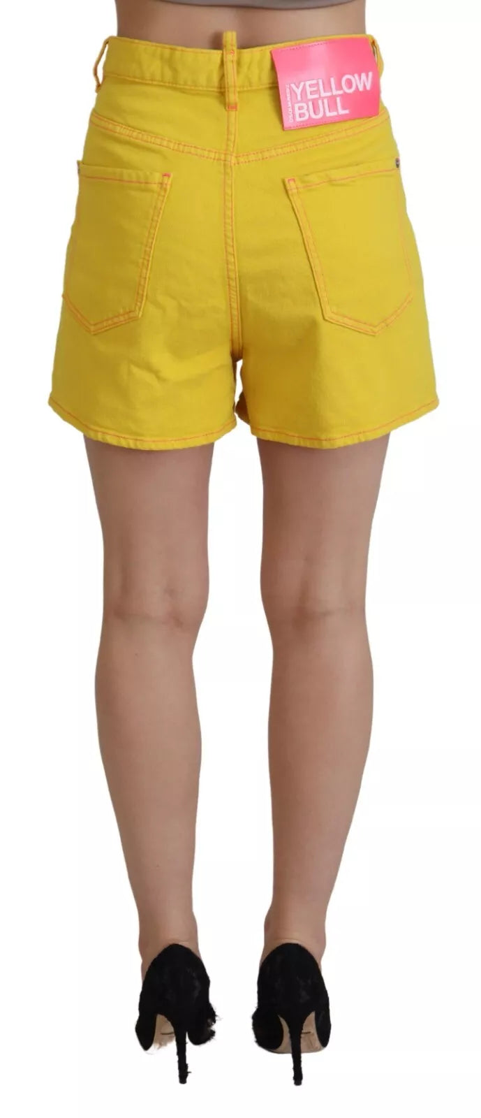 Pantalones cortos holgados de cintura alta de algodón amarillo para mujer de Dsquared²