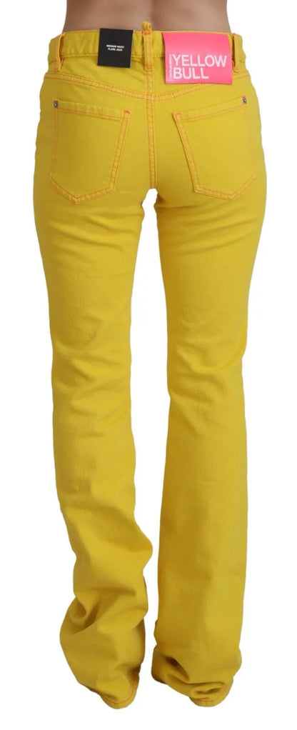 Pantalones vaqueros acampanados de talle medio en algodón amarillo de Dsquared²