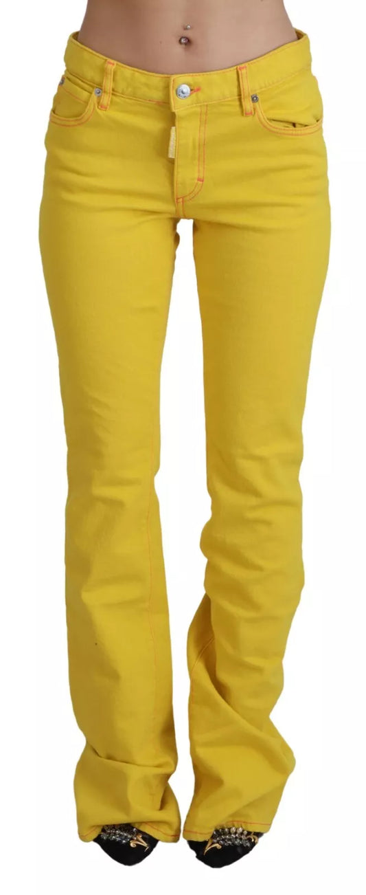 Pantalones vaqueros acampanados de talle medio en algodón amarillo de Dsquared²