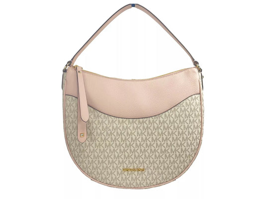 Bolso bandolera grande con forma de media luna Dover de Michael Kors en color rubor en polvo