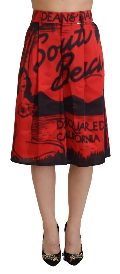 Pantalones cortos de cintura alta y pierna ancha con estampado rojo de Dsquared²