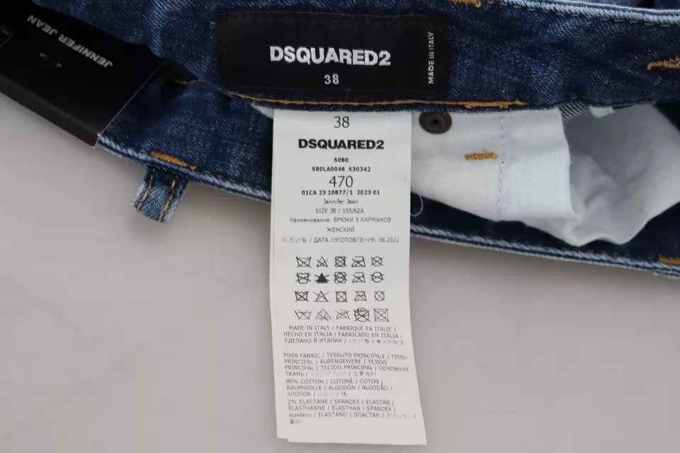 Vaqueros ajustados de cintura baja Jennifer de Dsquared² con icono azul