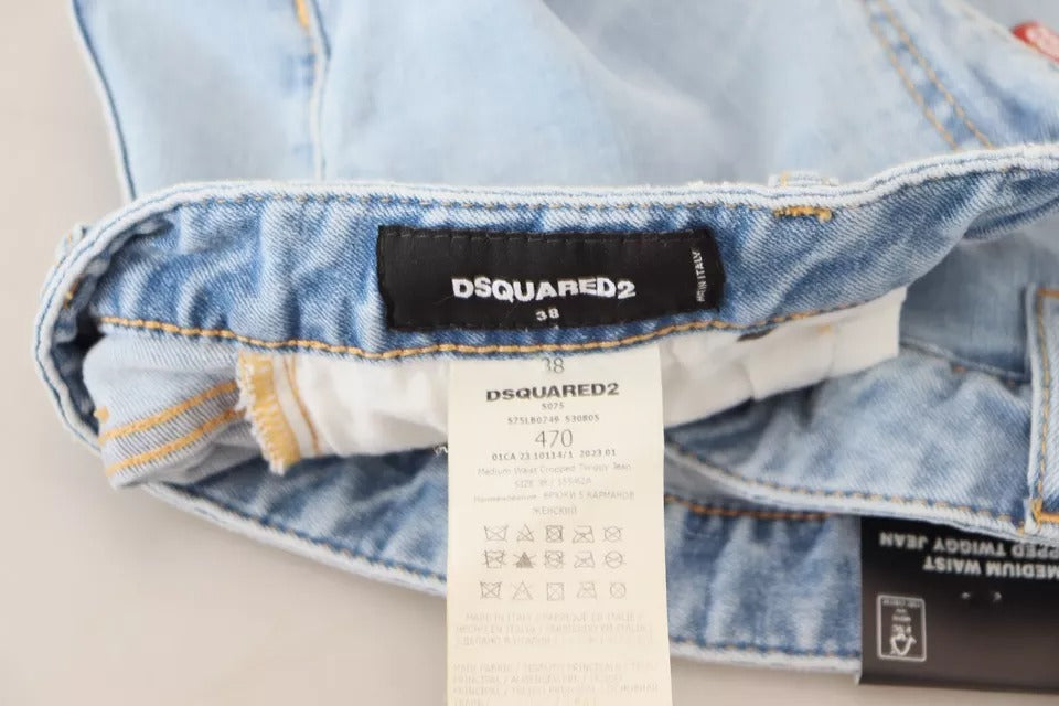 Vaqueros de mezclilla con diseño de nudos y cintura media de Dsquared² en color azul