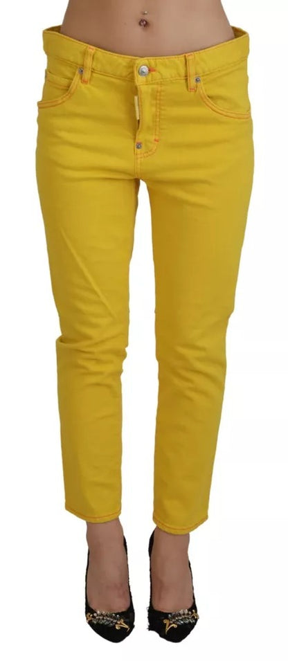 Vaqueros de talle bajo de algodón amarillo de Dsquared² para chicas modernas