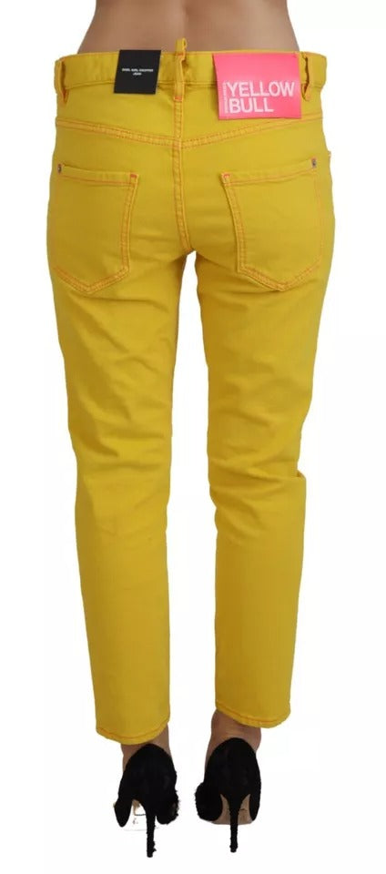 Vaqueros de talle bajo de algodón amarillo de Dsquared² para chicas modernas