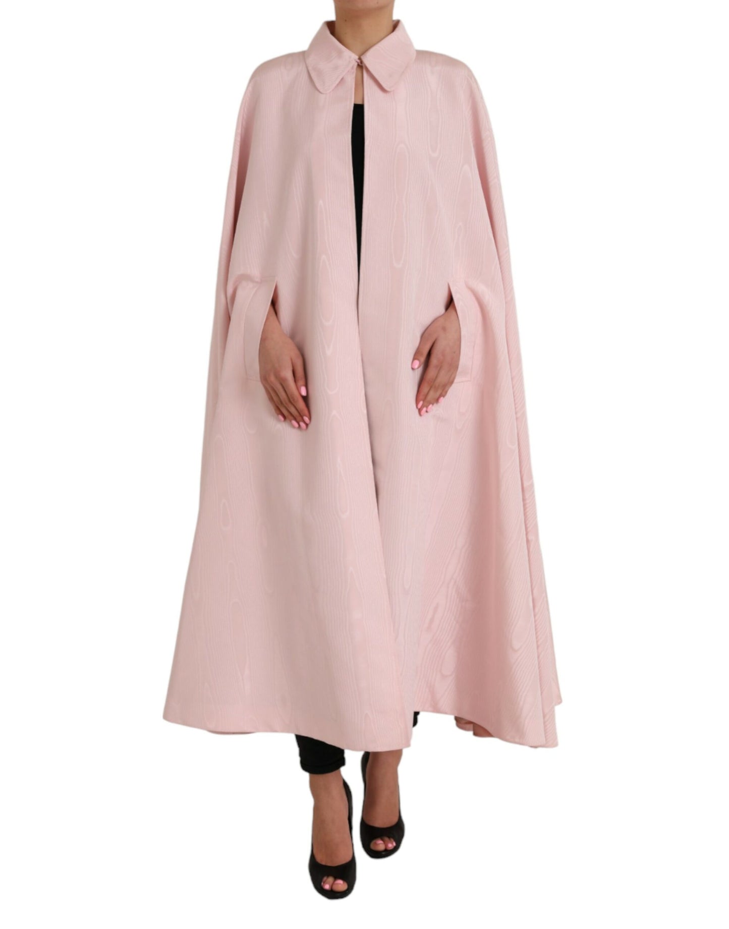 Chaqueta larga tipo capa de seda rosa claro de Dolce &amp; Gabbana
