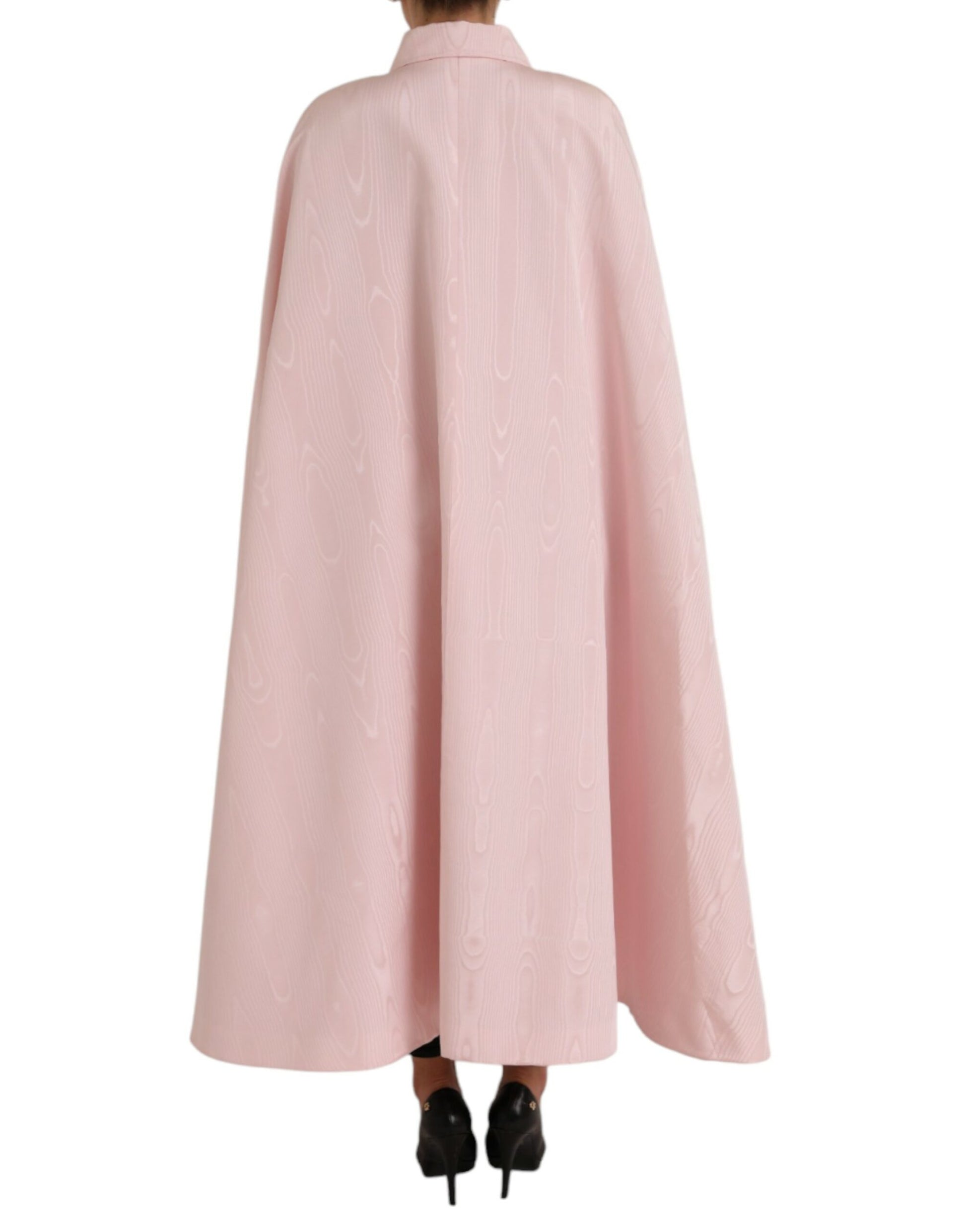 Chaqueta larga tipo capa de seda rosa claro de Dolce &amp; Gabbana