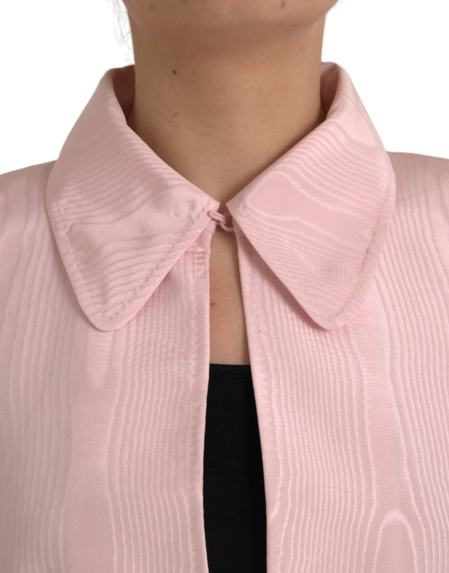 Chaqueta larga tipo capa de seda rosa claro de Dolce &amp; Gabbana