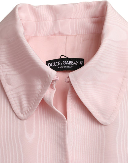 Chaqueta larga tipo capa de seda rosa claro de Dolce &amp; Gabbana