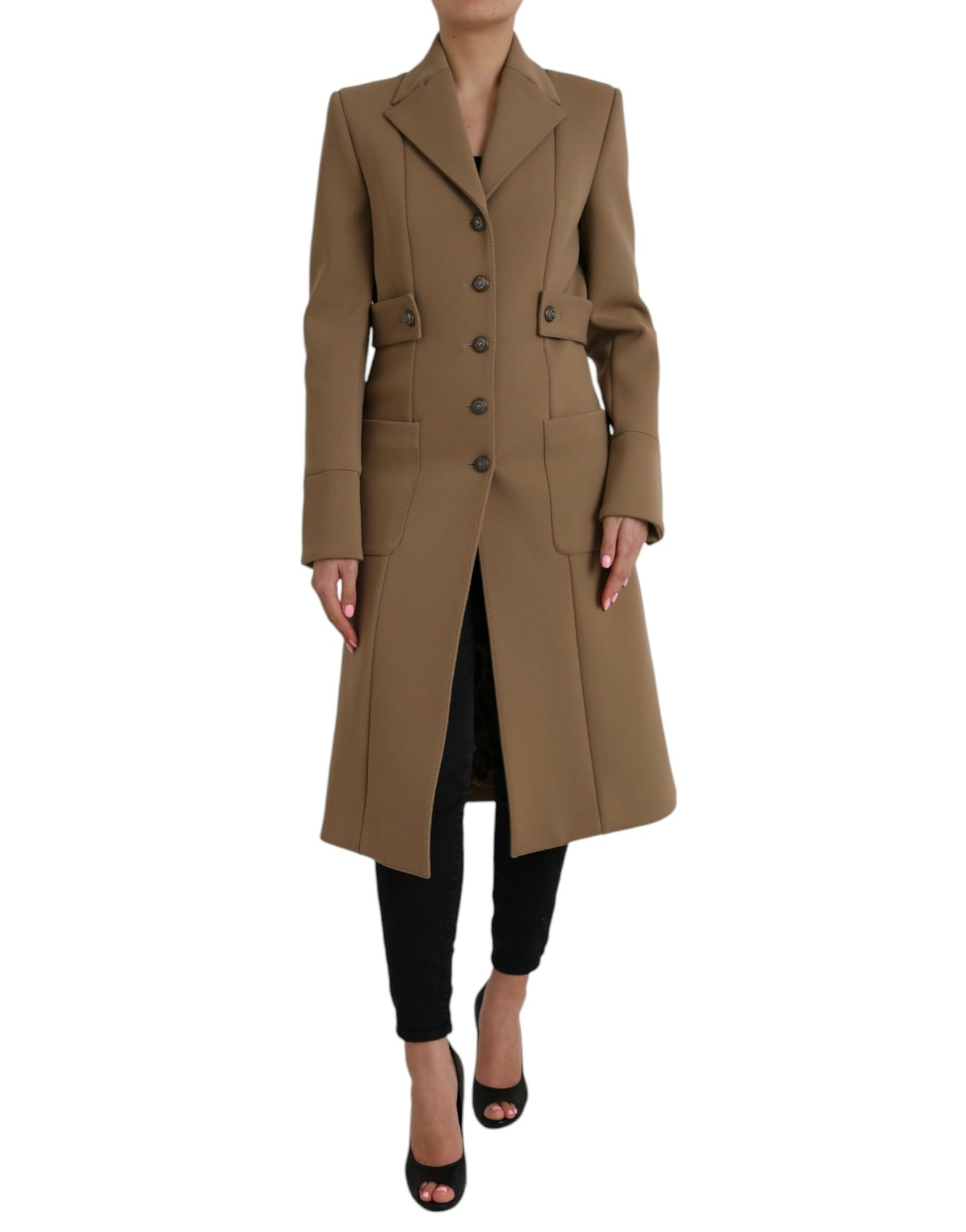 Chaqueta gabardina larga con botones en marrón de Dolce &amp; Gabbana