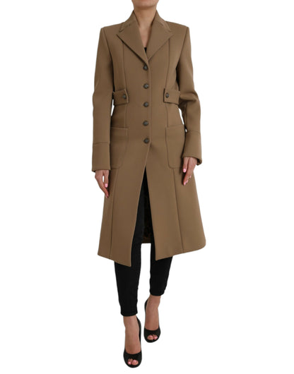 Chaqueta gabardina larga con botones en marrón de Dolce &amp; Gabbana
