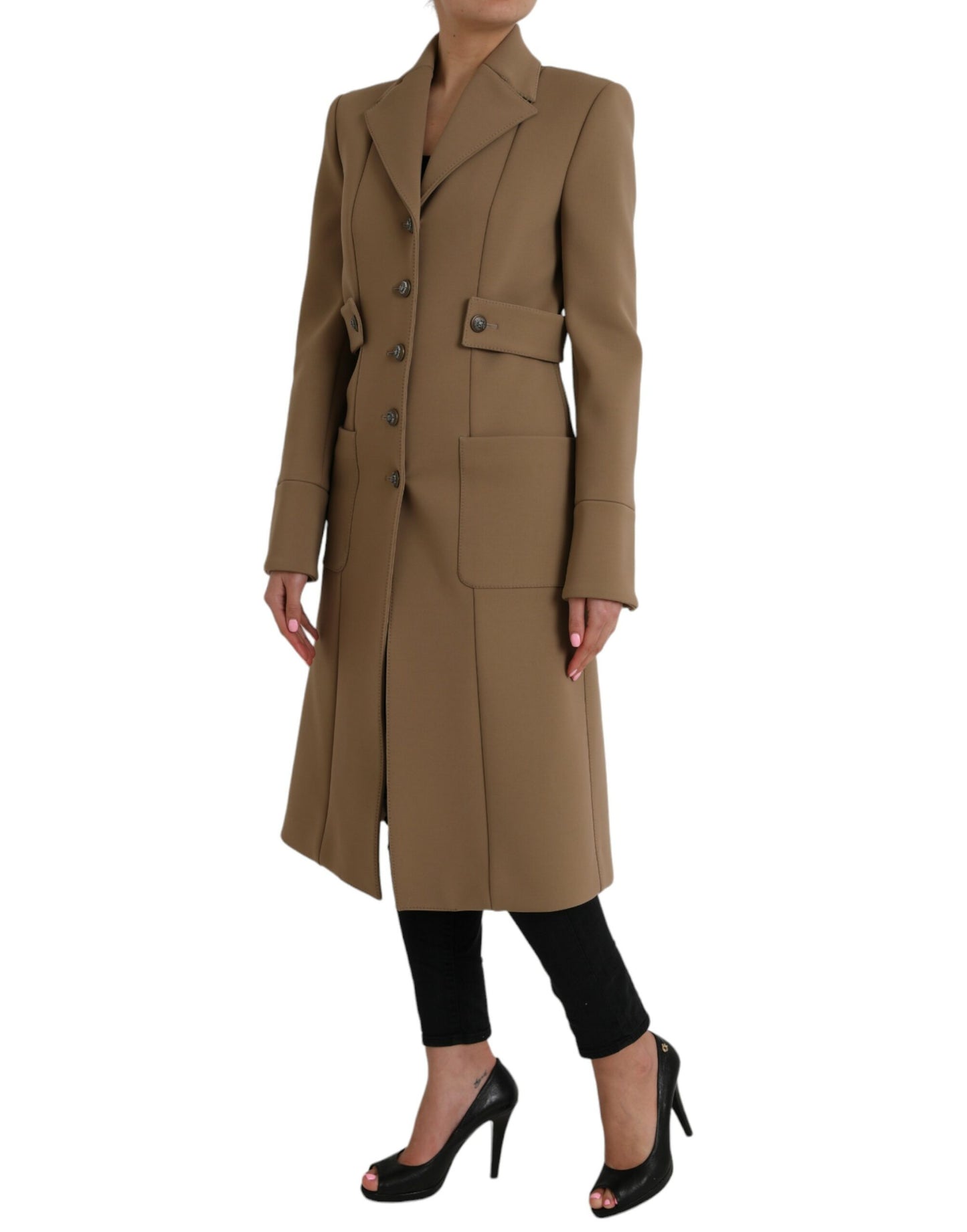 Chaqueta gabardina larga con botones en marrón de Dolce &amp; Gabbana