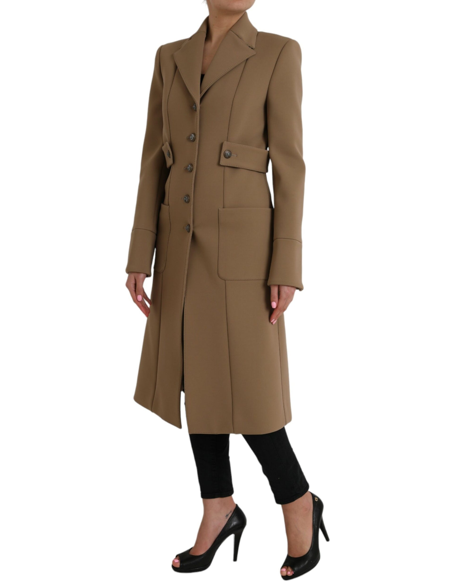 Chaqueta gabardina larga con botones en marrón de Dolce &amp; Gabbana