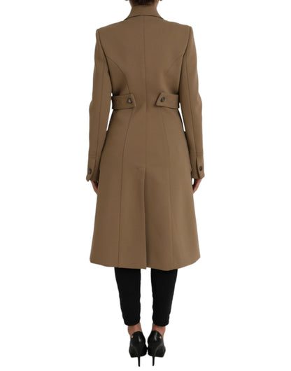 Chaqueta gabardina larga con botones en marrón de Dolce &amp; Gabbana