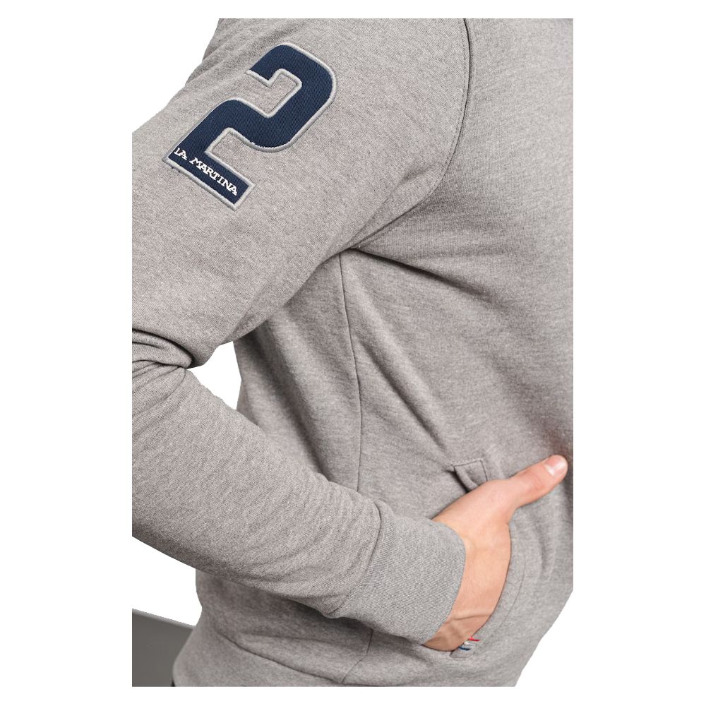 Suéter de algodón gris La Martina