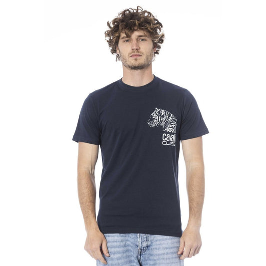 Camiseta de algodón azul para hombre Cavalli Class