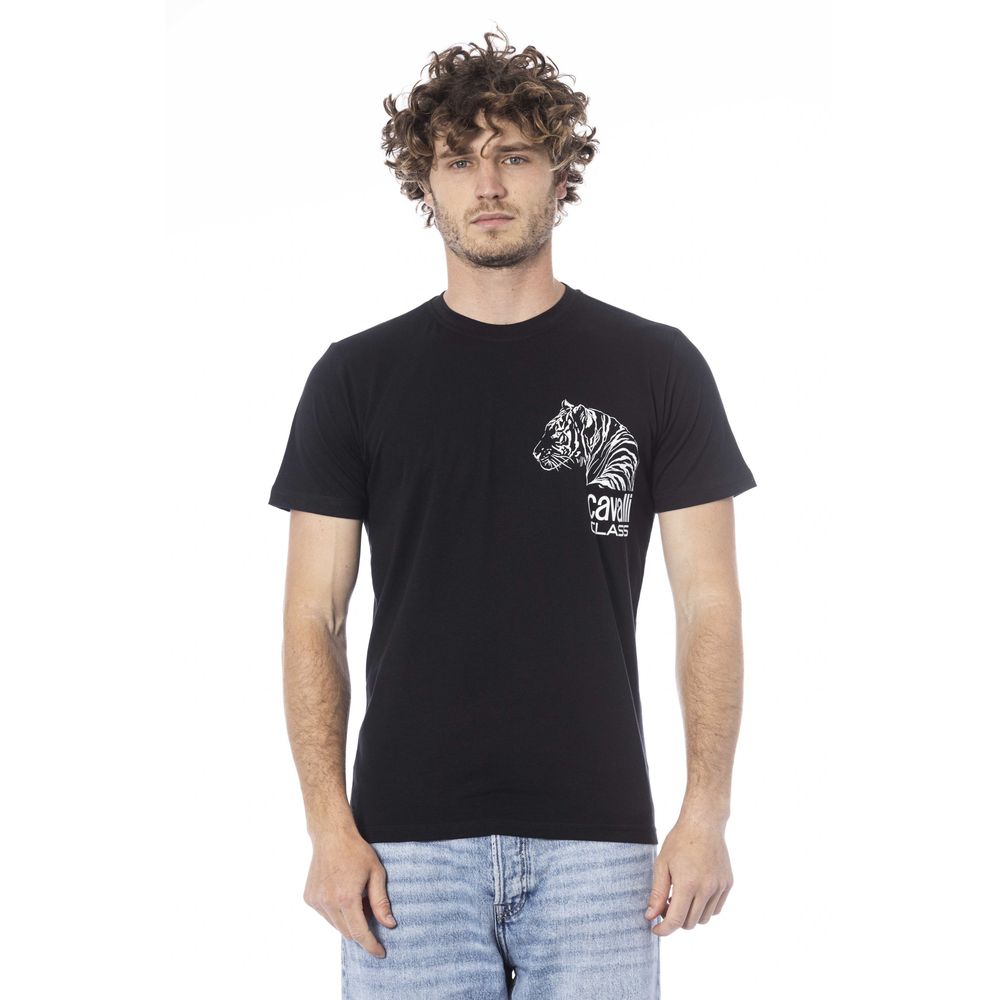 Camiseta de algodón negra para hombre Cavalli Class